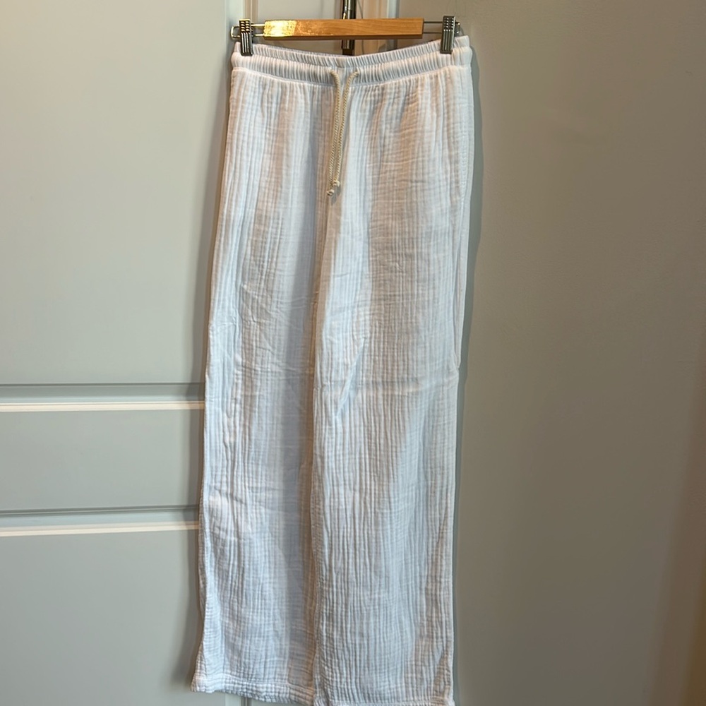 Donni white linen wide leg pants